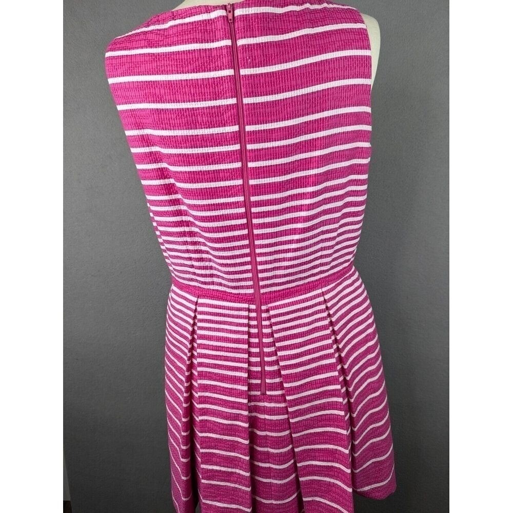 Taylor Dress Womens Size 10 Fit & Flare Pleated Pink Wht Striped Coastal Cool - Picture 9 of 16